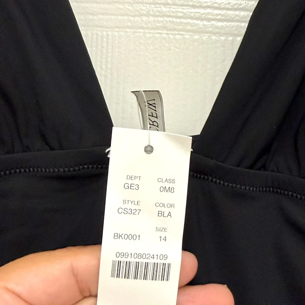 NWT J.Crew Ruched V-Neck One-Piece in Black